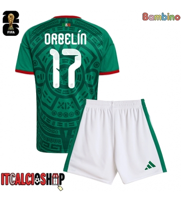 Messico Orbelin Pineda #17 Prima Maglia Bambino Mondiali 2026 Manica Corta (+ Pantaloni corti)